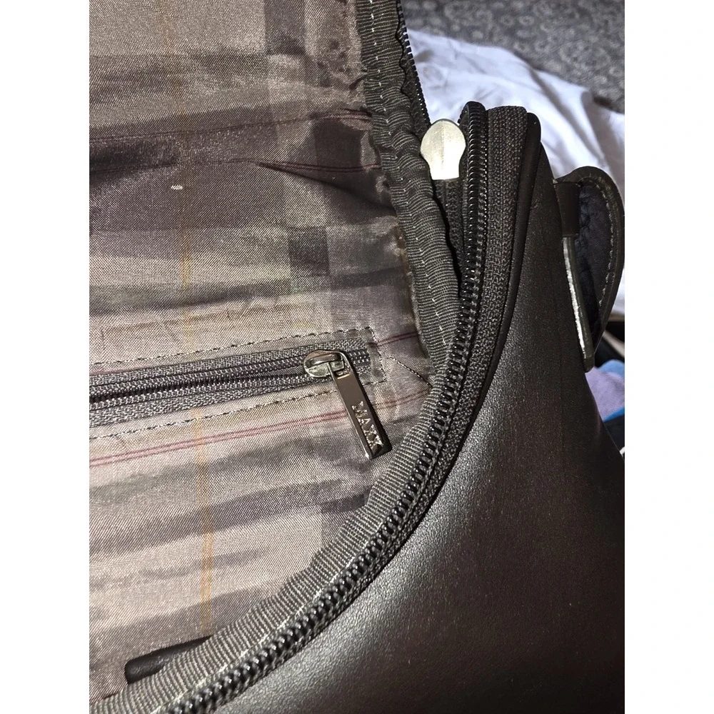 Maxx NYC Half Moon Leather Chunky Black Hobo Bag.‎